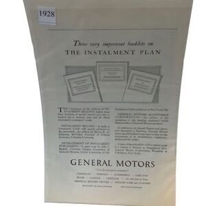 Vintage 1918 General Motors Installment Plan Ad Advertisement